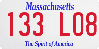 MA license plate 133LO8