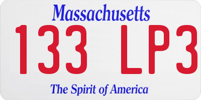 MA license plate 133LP3