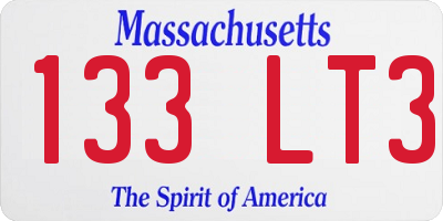 MA license plate 133LT3