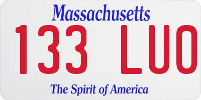 MA license plate 133LU0