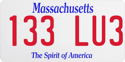 MA license plate 133LU3