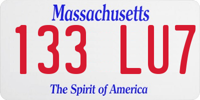 MA license plate 133LU7