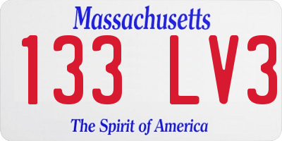 MA license plate 133LV3
