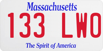 MA license plate 133LW0