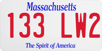 MA license plate 133LW2