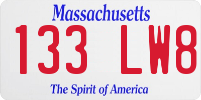 MA license plate 133LW8