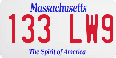 MA license plate 133LW9
