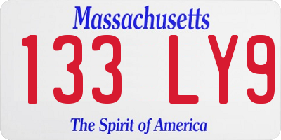 MA license plate 133LY9
