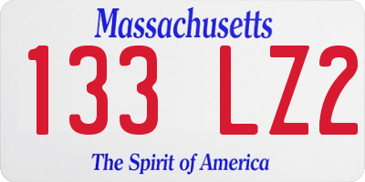 MA license plate 133LZ2