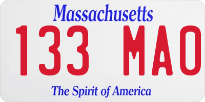 MA license plate 133MA0