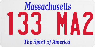 MA license plate 133MA2