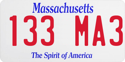 MA license plate 133MA3