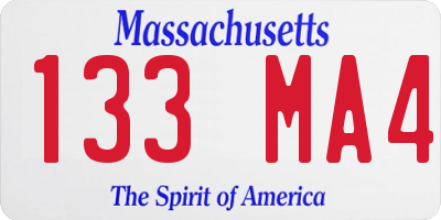 MA license plate 133MA4