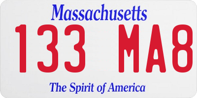MA license plate 133MA8