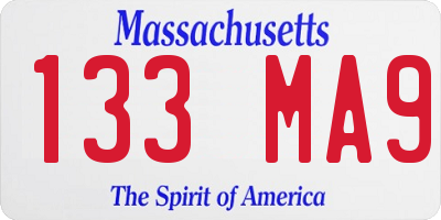 MA license plate 133MA9