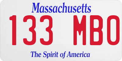 MA license plate 133MB0