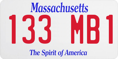 MA license plate 133MB1