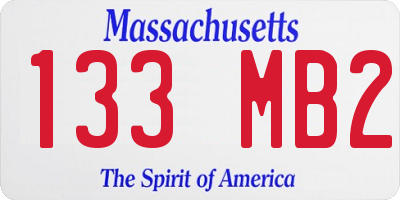 MA license plate 133MB2