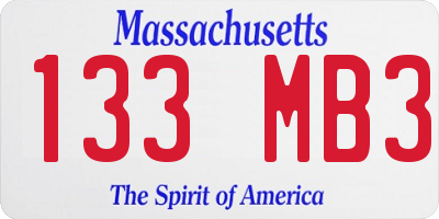 MA license plate 133MB3