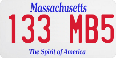 MA license plate 133MB5