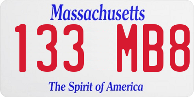 MA license plate 133MB8