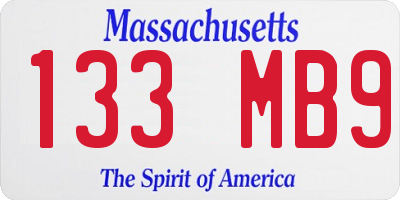 MA license plate 133MB9