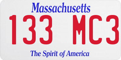MA license plate 133MC3
