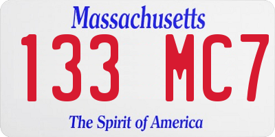 MA license plate 133MC7