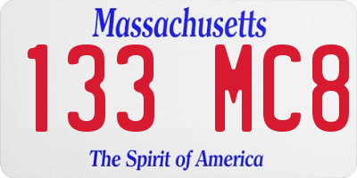 MA license plate 133MC8