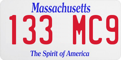 MA license plate 133MC9