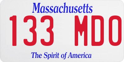 MA license plate 133MD0