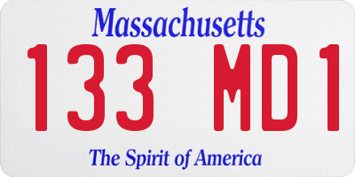 MA license plate 133MD1