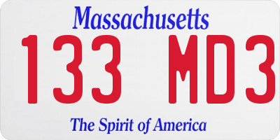MA license plate 133MD3
