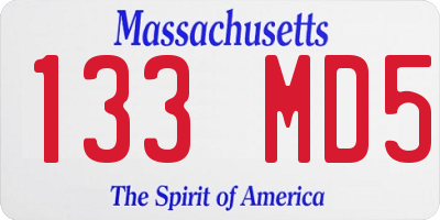 MA license plate 133MD5