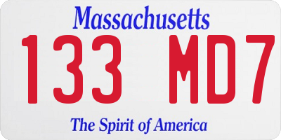MA license plate 133MD7