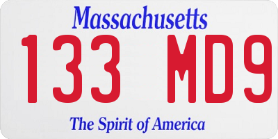 MA license plate 133MD9
