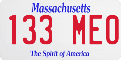 MA license plate 133ME0