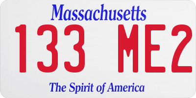 MA license plate 133ME2