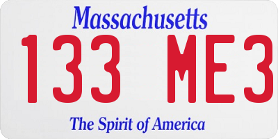 MA license plate 133ME3