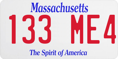 MA license plate 133ME4