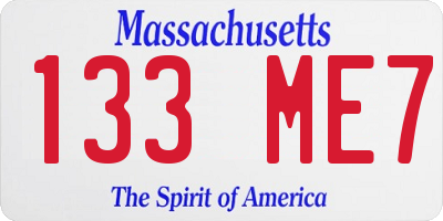 MA license plate 133ME7