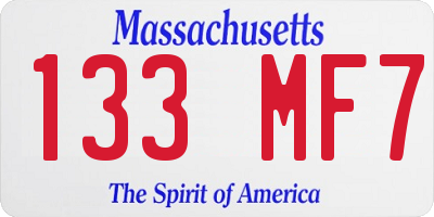 MA license plate 133MF7