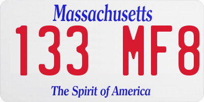 MA license plate 133MF8