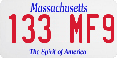 MA license plate 133MF9