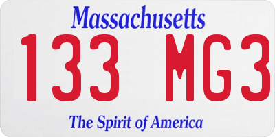 MA license plate 133MG3