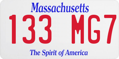 MA license plate 133MG7