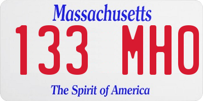 MA license plate 133MH0