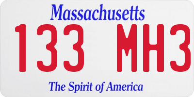 MA license plate 133MH3