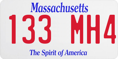 MA license plate 133MH4