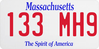 MA license plate 133MH9